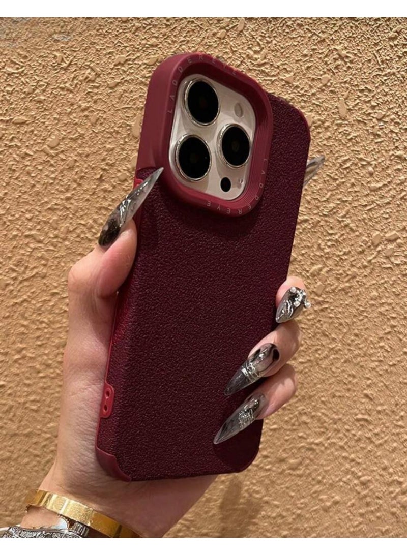 Multi Impex iPhone 16 Pro Red Minimalist Leather Moon Shape Phone Case - Image 2